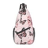 Rainbow Man Woman Sling Mochila multiusos para el pecho, mochila de viaje, antirrobo, bolsa cruzada, Rosa (Butterfly Pink), Talla única
