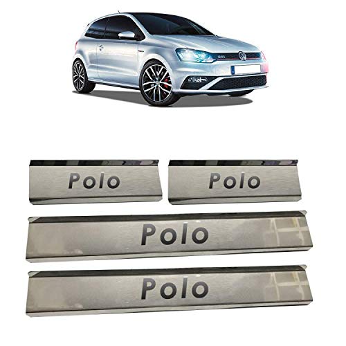 Image of AC Door Sill /Foot Step Stainless Steel Scuff Plate Plates Compatible with Volkswen Polo (Set of 4 Pcs)