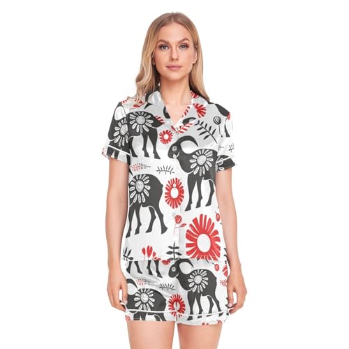 Ropa de dormir de satén para mujer Style Lamb pijama con bolsillos tallas S a XXL