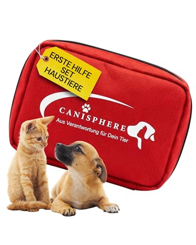 Canisphere Erste Hilfe Set to Go Hund & Katze - Kompakte Hunde Reiseapotheke im Softcase - 10-teiliges Hunde/Katzen Notfallset mit Gürtelschlaufe - Ideal für Spaziergänge, Training & Outdoor
