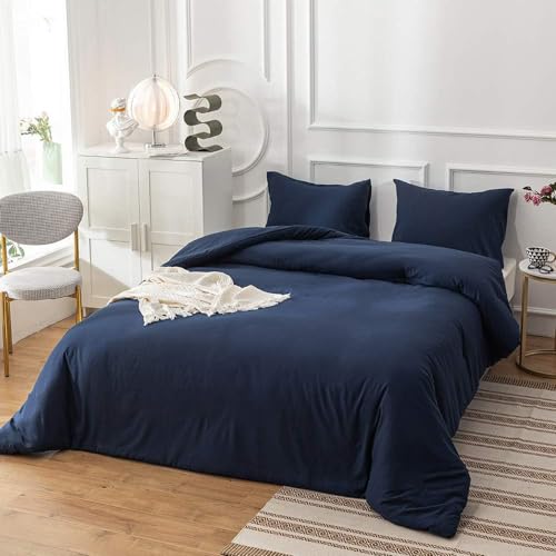 Parure de lit bleu marine king size finitions rétro classique premium