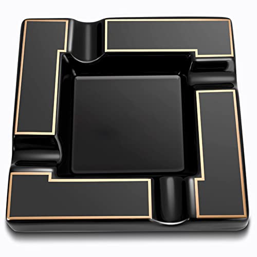 Cigar Ashtray Large Ceramic Cigarettes Ash Tray Black Cigars Ashtrays for Men travel, Indoor, Outdoor, Patio, Home, Office, Gift (Black) by Seliau - Used condition - Image 9