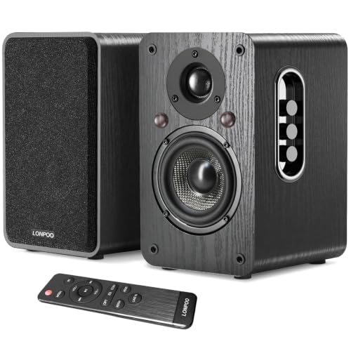 Image of LONPOO Powered Bookshelf Speakers - Wireless 100W RMS Bluetooth with eARC - Powerful Home Music System - Home Theater Systems, Studio Monitors,Black