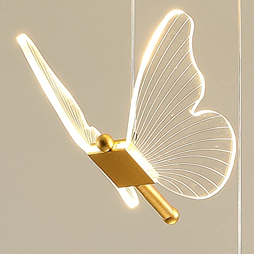 ZAANU Lustre d'escalier Moderne Acrylique Forme de Papillon Duplex Salon Salle à Manger Art LED Lustre d'escalier, lumière Blanche, 3 têtes (lumière Chaude 9 têtes) – vue 7