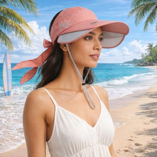 Image of SANNIDHI Summer Caps for Women Wide Brim Visor Sun Hats for Women, Golf Cap with Retractable Side Brim for UV Protection, Breathable Quick Drying Outdoor Hat for Tennis Biking