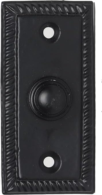 Skandh Iron Doorbell Chime Push Button Black Powder Coated Vintage Decorative Door Bell with Easy Installation 3.5" X 1.5" Inch