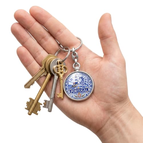 BADGMANIA Porte-clés Métal Portugal Phare Azulejo – Faïence Bleue Océan Vague – Cadeau Déco Amoureux du Portugal – Porte-clés Souvenir Portugal – Logo 33 mm 2 Faces – Fabriqué en France – vue 4