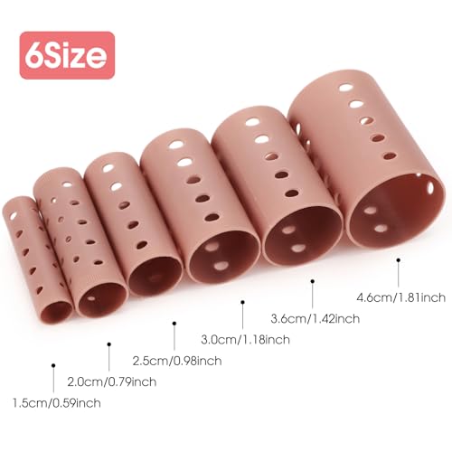 WILLBOND 141 Pcs Hair Rollers Set Include Plastic Hair Rollers with Pins and Clips (Brown) - Thumbnail 2