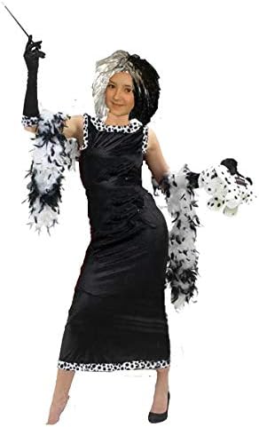 Girls Fancy Dress Cruella De Ville Dress Costume Child Age 5-7 Years