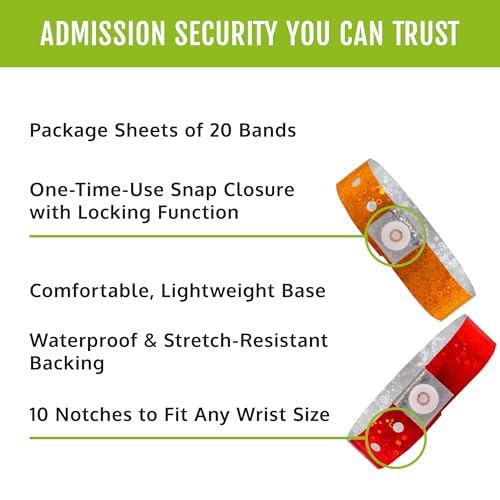 Image of 500 WristCo Variety Pack Holographic Plastic Wristbands for Events | Tamper-Proof Design Prevents Reuse - Premium-Grade Bracelets for Hospital & Medical ID, Party, VIP Identification