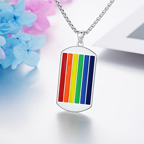 Rainbow Necklace 925 Sterling Silver Personalized Dog Tag Pendant Lgbt Necklace For Men Women Unisex Gay Lesbian Bisexual Pride Jewelry #TOP5