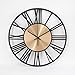 Produktbild K&L Wall Art große Wanduhr XL Industrielle Metalluhr Vintage Wohnzimmeruhr lautlos Quartz Uhrwerk ohne Tick-Geräusche (Gold Aluminium, Ø 40cm)