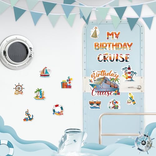 Image of Dazoratix Birthday Cruise Door Decorations - 15 Pcs Retro Ship Cabin Anchor Magnetic Funny Sea Navigation Magnets Stickers Stateroom Refrigerator Decals for Summer Carnival Party Accessories Car Decor