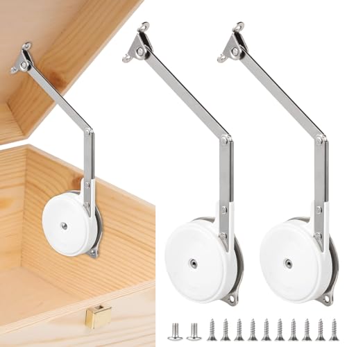 Lot de 2 charnières de boîte à jouets en acier laminé à froid avec couvercle à fermeture douce pour rangement en cèdre, bancs et coffres