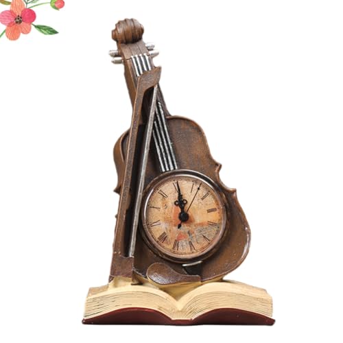 Reloj de escritorio resistente a la deformación con diseño de violín amarillo 7
