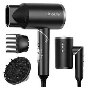 ANNLARY Hair Dryer Blow Dryer with Diffuser, Plasma Ion Hairdryer with Comb