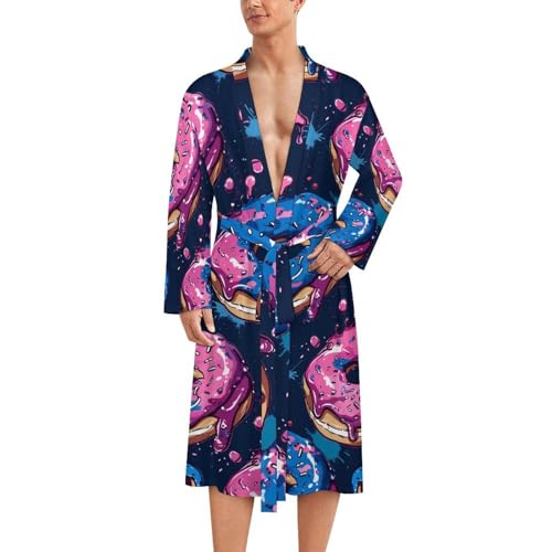 Food Donut Men's Soft Robes Lightweight Long Bathrobe Loungewear for Bath Shower