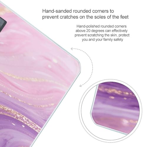 Báscula digital para baño de mármol rosa y púrpura miniatura 4