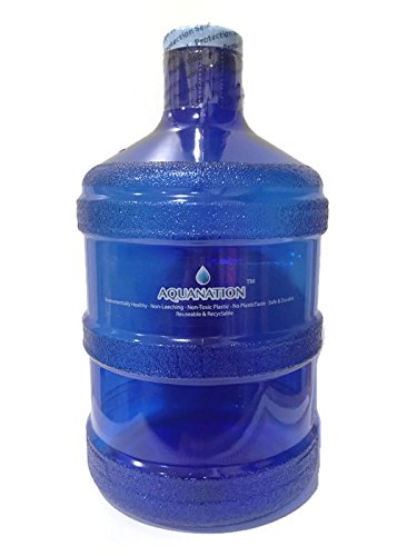 AquaNation 1 Gallon BPA Free Reusable Plastic Drinking Water Big Mouth Sports Bottle Jug Container with Holder Drinking Canteen (Dark Blue)