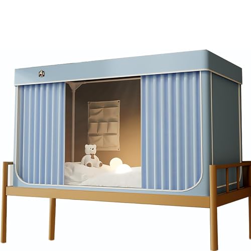 Tente de lit superposé double avec cadre de lit portable bleu pour chambre enfant intérieure