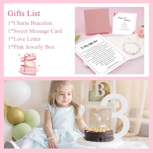 Image of Birthday Gifts for Girls Bracelets, Beaded Bracelets as 1 3 4 5 6 7 8 9 10 11 Year Old Girl Birthday Girls Presents, Adjustable Pearl Bracelet with Letter as Birthdays Girl for Daughter Niece