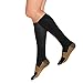 Copper Knee High Mild Compression Anti-bacterial Recovery and Pain Relieve Support Unisex Socks (Large/X-Large, Black)