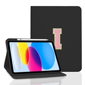 TopPerfekt Funda para iPad de 11ª (A16) de 11 pulgadas 2025 / iPad de 10.9 pulgadas 2022, sutura de letras de felpilla inicial, bonita funda con apagado y encendido automático, compatible con Touch ID