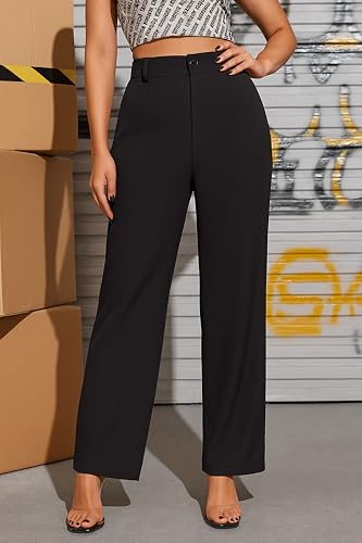 Image of Lycra Trouser for Women - Straight Fit Ankle Length Formal Pant for Office & Casual Wear, Classy Solid Pattern & Plain Design, Comfortable & Stretchable (in, Numeric, 30, Black)