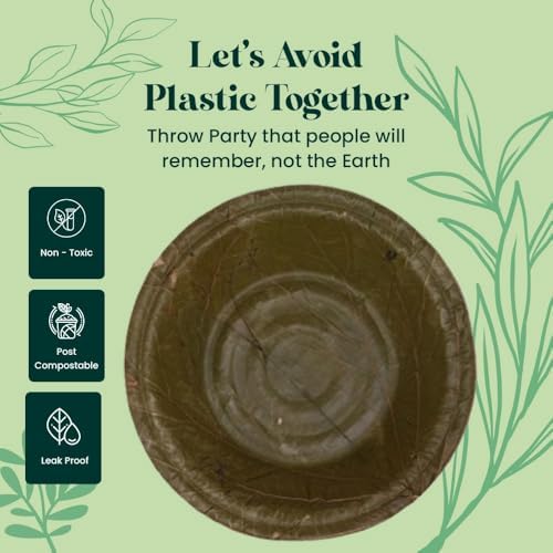 Sal Leaf Bowls 4.5 Inch – Pack of 50 | Natural Disposable Leaf Bowls | Compostable & Biodegradable Bowls for Snacks, Desserts, Dips & Parties image 5