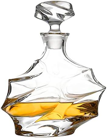 Glass Decanter with Airtight Geometric Stopper - Whiskey Decanter for Wine, Bourbon, Brandy, Liquor, Juice, Water, Mouthwash. Italian Lead-Free Glass (750ml/Cloud)