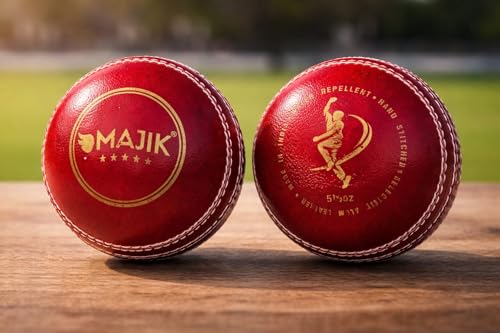 Image of Kabello Cricket Leather Ball for Tournament Game Practice Ball for Matches Water-Resistant and Hand-Stitched Leather Ball (Set of 10 Balls)