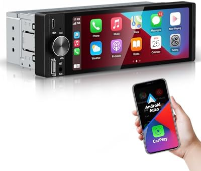 ESSGOO 1 DIN Autoradio mit Wireless Carplay und Android Auto | 6.36 Zoll HD IPS Bildschirm,Bluetooth Anrufe,Voice Control Mirror Link GPS-Navigation FM RDS