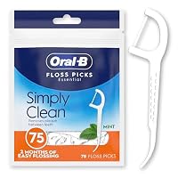 Oral-B Simply Clean Floss Picks - Remove Plaque - Interdental Flossing Sticks for Tight Spaces - Mint Flavour - 75 Sticks per Pack