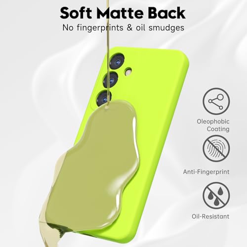 LoeoeL for Samsung Galaxy S24 Phone Case Silicone, Fluorescent Neon Lime Green Bright Color Matte TPU, Minimalist Ultra Thin Slim Soft Rubber Gel Girly Cute Case for Women Men, Camera Cover Protection - Image 5