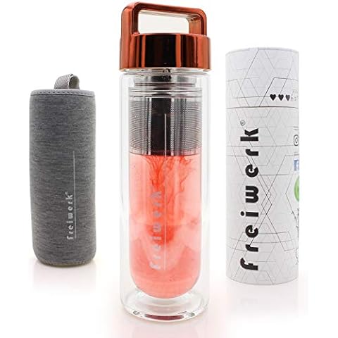 freiwerk® té termo botella fabricante tamiz tetera infusor vidrio doble pared Cover