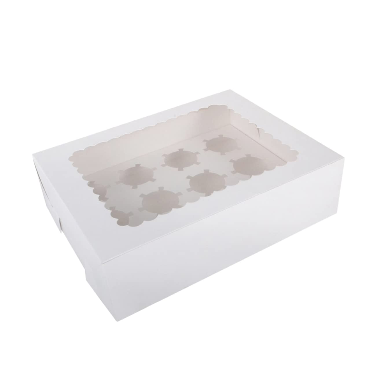 Unomor Portable Cavity Cupcake Box Container White Bakery Cake Carriers with Windowed Design for Muffins Treat Packaging for Parties and Gatherings