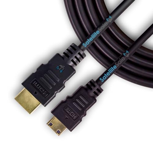 SatelliteSale Digital 1.4 Mini HDMI to HDMI Cable Universal Wire 4K/30Hz 10.2Gbps PVC 2160p Black Cord 15 Feet