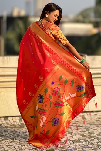 Image of SGF11 Women's Paithani Soft Lichi Silk Kanjivaram Sarees With Blouse Piece