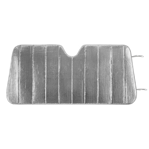 Heavy Duty Silver Accordion Car Sunshade, Foldable Windshield Sun Shade, 63 x 28.5 Inch Heat Insulation UV Protector