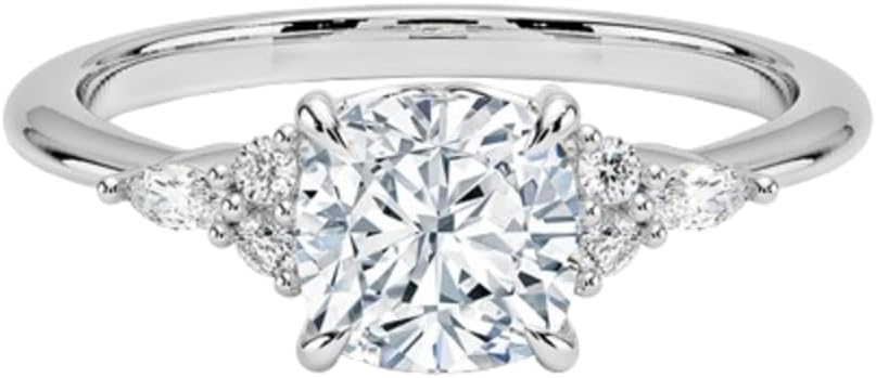 1–5 Carat Cushion Cut Lab Grown Diamond Ring VS1 10K 14K 18K Solid Gold & 925 Sterling Silver Engagement Ring Nadia Halo Wedding Bridal Anniversary Christmas Gift for Women(IGI Certified)