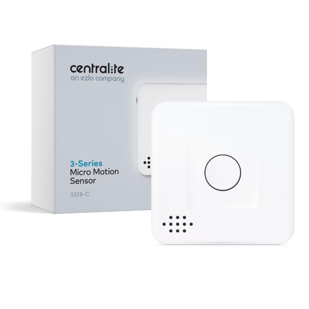 Centralite by Ezlo Micro Motion Sensor - Home Automation and Security - Lighting Scenes, Security Alarm, Alerts upon Motion Detection - Zigbee