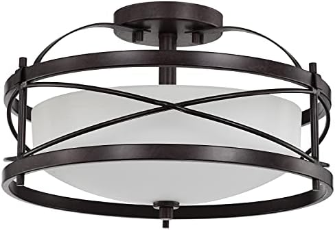 Nuvo Lighting Two Light Semi Flush Mount, 14"W x 8.25"H, Bronze/Dark