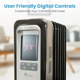 Senville 1500W Oil Filled Radiator Heater for Indoor Use, Space Heater, 3 Heat & 5 Temperature Settings, Digital LED Display, Safety Features, Perfect for Bedroom & Home Office