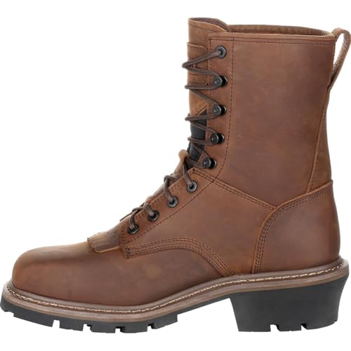 Image of ROCKY Square Toe Logger Composite Toe Waterproof Work Boot, Dark Brown, Size 10(W)