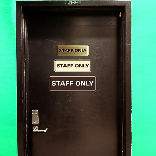 Panneau Staff Only All Quality en or brossé pour porte et mur de bureau - Lot de 2 taille M