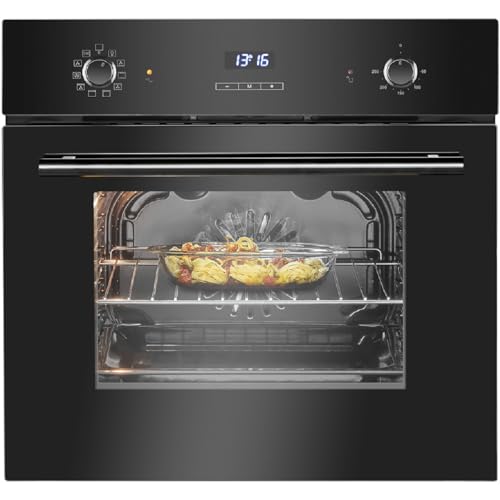 Horno empotrable Bomann con grill, convección y calor superior/inferior - Horno de 56 L - Rango de temperatura de 50 °C a 250 °C y control táctil - Horno con 9 funciones y puerta extraíble