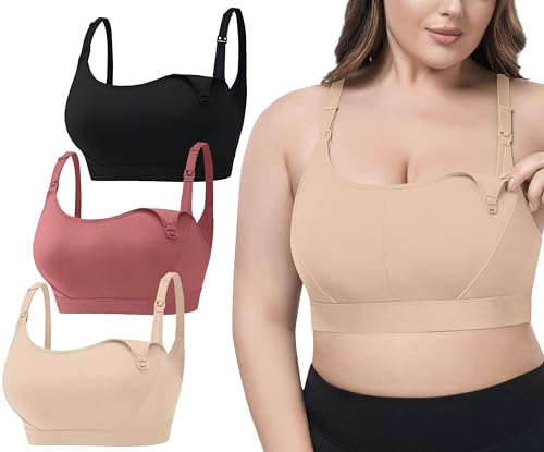 Image of VIMMYTHS Women Maternity Pregnancy Nursing Bras for Breastfeeding - 3Pack(S-4XL) - Adjustable Comfortable Bralette