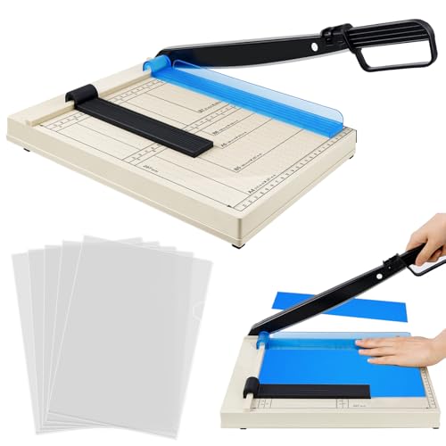 WPPQWP Guillotina Papel a4(Con 5 Carpetas, Corta 12 Hojas, A4/B5/A5/B6/B7), Guillotina De Papel Profesional, Cizalla Papel Manual, Materiales Aplicables: Papel, Hojas De Metal, Cuero, Fotos