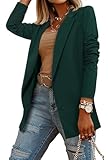 CRAZY GRID Women Business Causal Blazer Work Professional Long Sleeve Dressy Office Blazer Lightweight Solid Color Suit Jackt L Forest Green