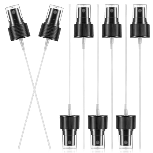 Matwsec 8 PCS Spray Bottle Nozzle Replacement, Spray Bottle Tops, Fine Mist Nozzle Sprayer Caps, Sprayer Pump Replacement with with 6.5in Plastic Dip Tube for Cleaning Solutions Perfumes Black